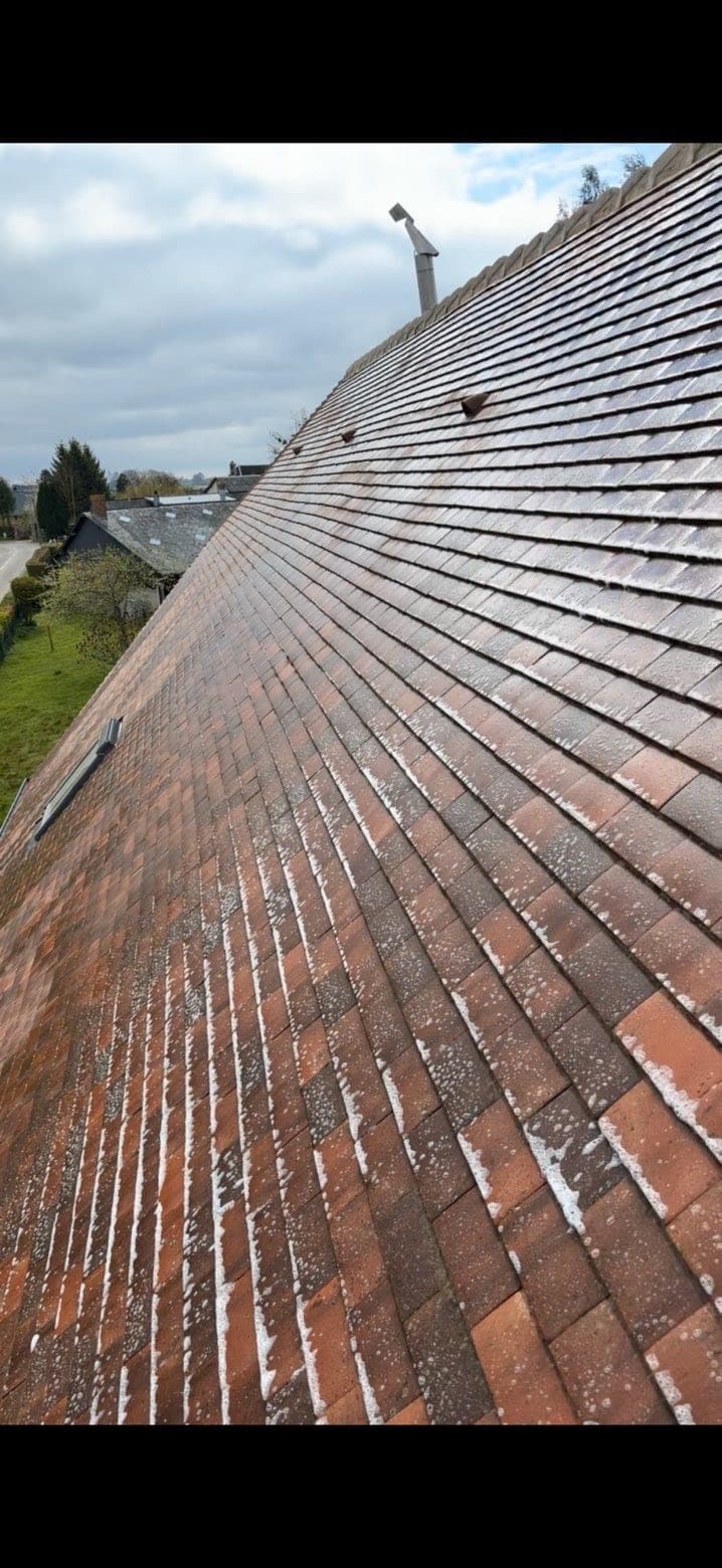 Avant démoussage de toiture Houisse Couverture